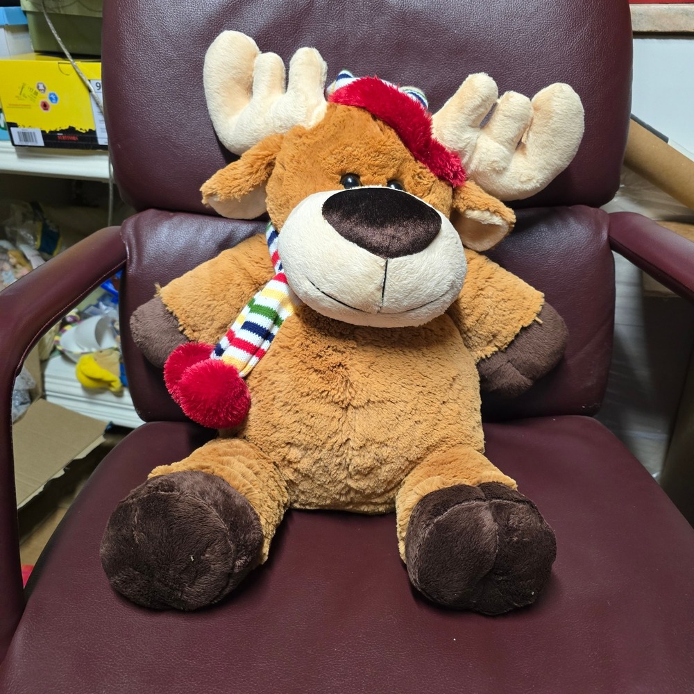 Kids of America Corp Plush Moose Holiday Stuffed Animal Scarf Hat 2006 Vintage